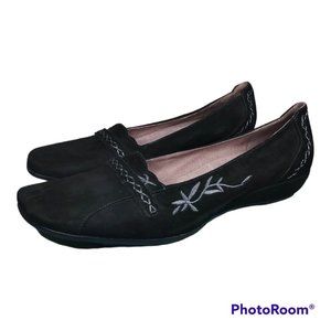 clarks Artisan 74123 Black Flat Suede Shoes Size 8.5 N